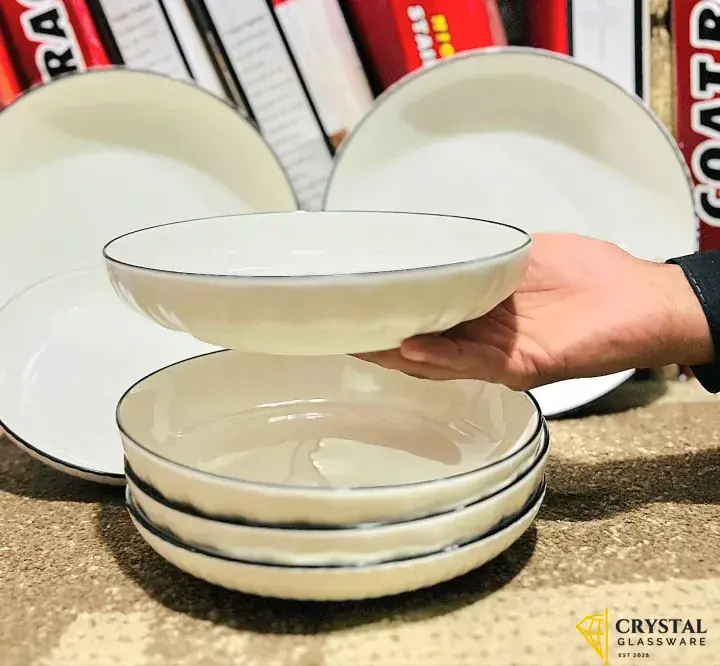 Ceramic Plate, New Style Round Deep for Home Use,8-Inch Dinner Plates, Salad Plates, Dessert Plates.